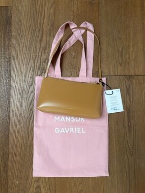 Mansur Gavriel Caramel Tan Leather Crossbody with Pink Tote